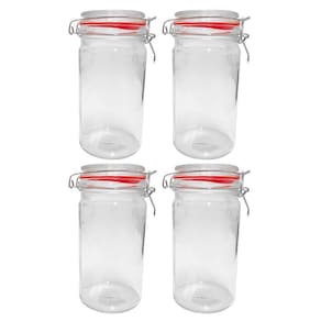Kit 4 Potes Hermético Vidro Trava Metal 1000Ml Class Home