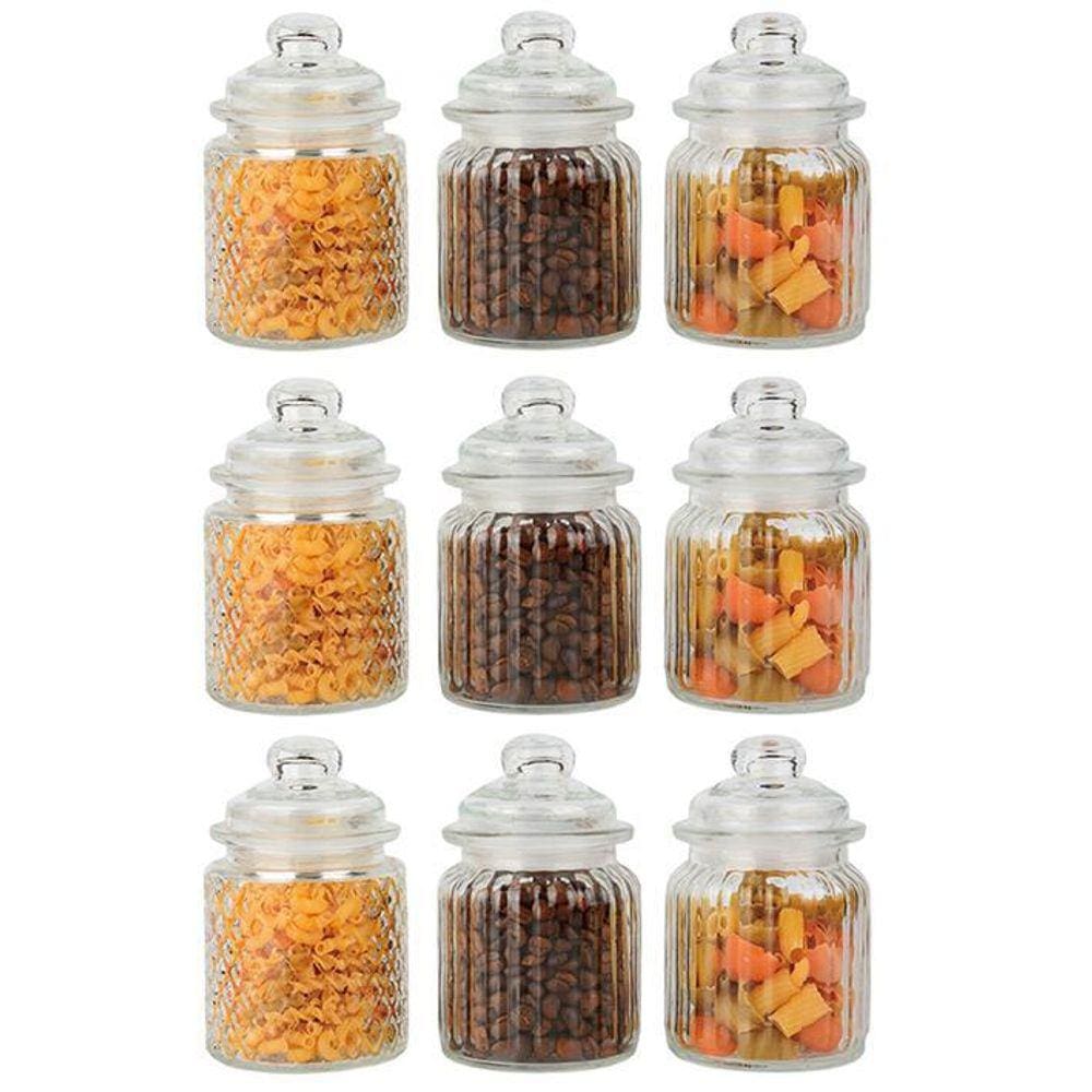 Conjunto 9 Potes Vidro Hermético 300Ml Class Home