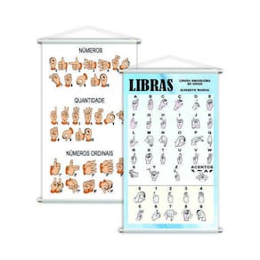 Libras Sinais + Números E Quantidades Kit 2 Banners Grande