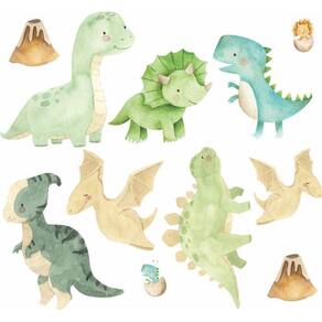 Adesivo De Parede Dinossauro Cute Aquarela