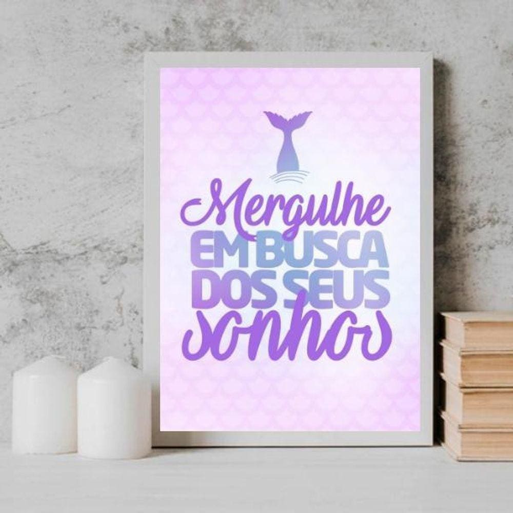Quadro Sereia Busque Seus Sonhos 24X18Cm - Com Vidro