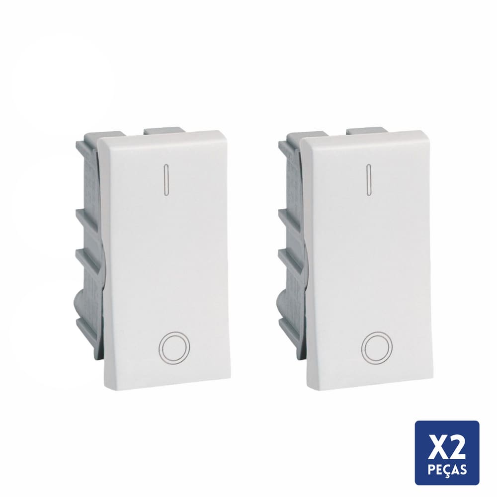 Kit 2 Interruptor Bip Branco 10A Simples Legrand Pial Plus