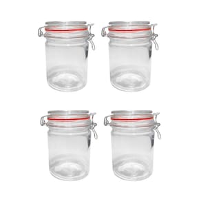 Kit 4 Potes Hermético Vidro Trava Metal 750Ml Class Home