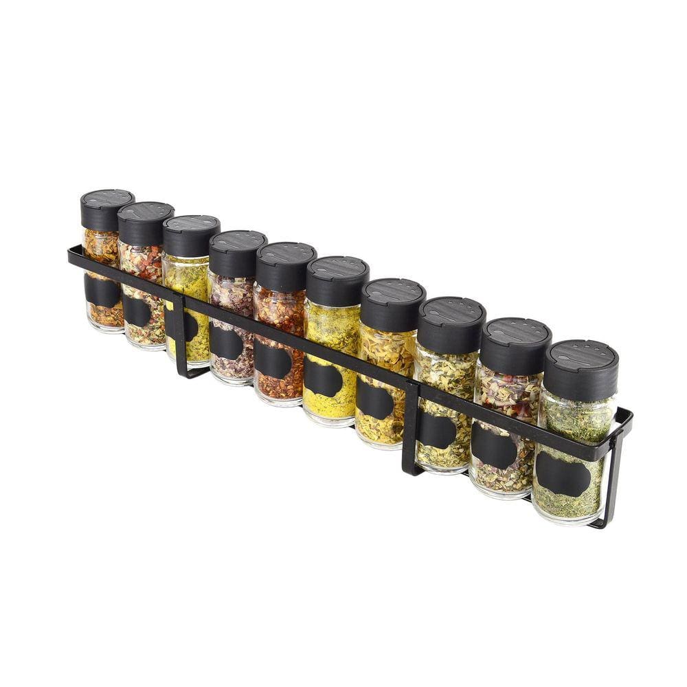 Porta Temperos Com 10 Potes De Vidro Tampa Dosadora Dupla