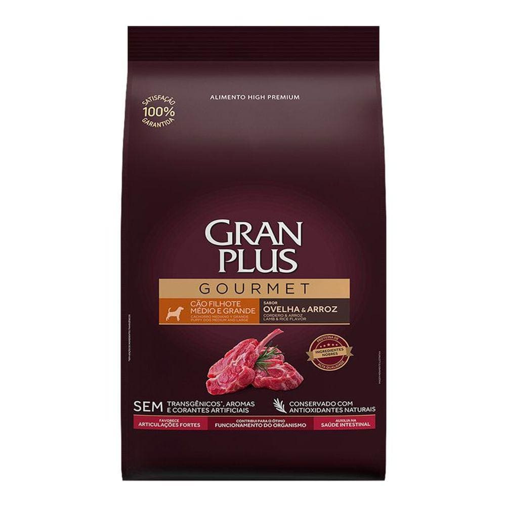 Ração Gran Plus Gourmet Cães Filhotes Porte Médio e Grande Ovelha e Arroz 3kg