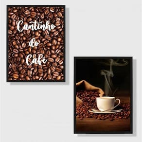 Kit 2 Quadros Cantinho Do Café Fotografia 45X34Cm - Com Vidro