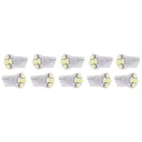 10X Lâmpada Automotiva T10 Cabeça Reta 5Led 12V Super Branca