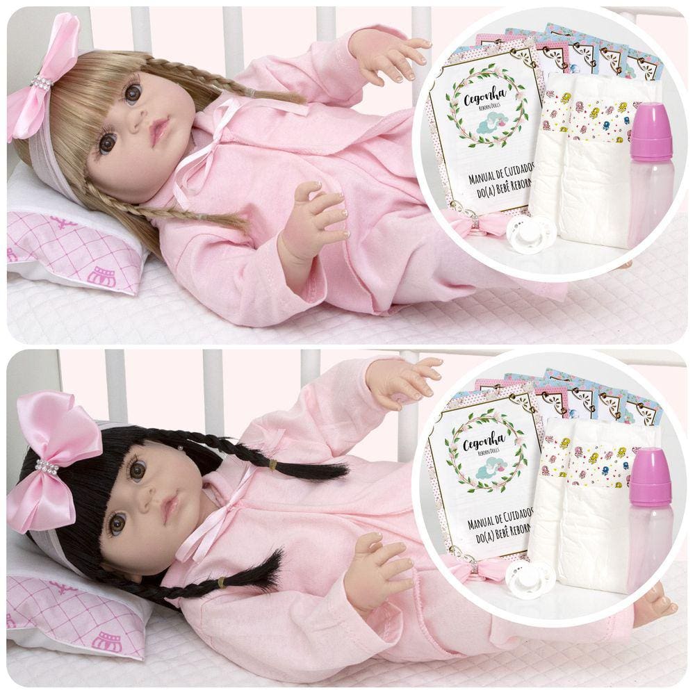 Boneca Bebê Menina Reborn Silicone Pode Molhar Kit Itens