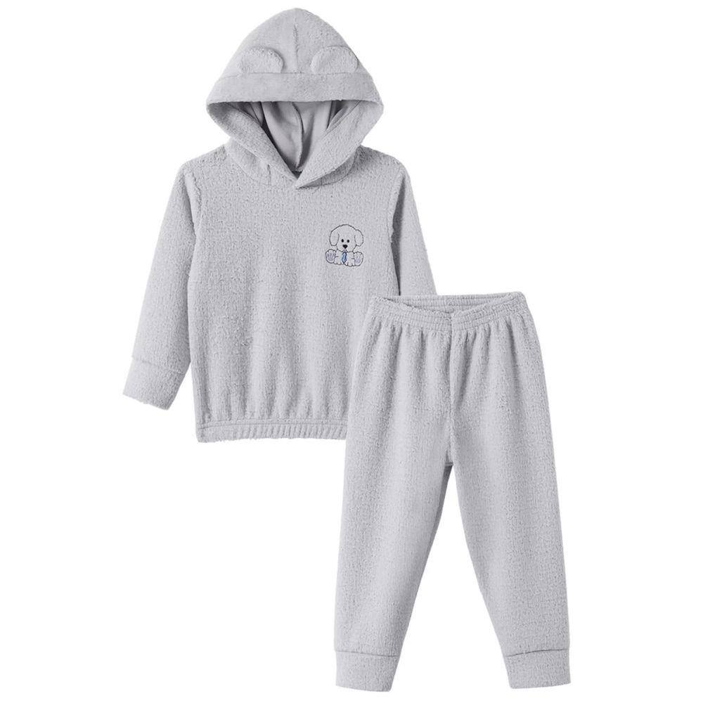 Conjunto Longo Inverno Masculino Infantil com Capuz em Pelucia