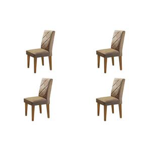 Conjunto 4 Cadeiras Madeira Moscou Rufato Animalle Chocolate/Capuccino