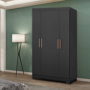 Guarda Roupa 4 Portas com pés Paris Espresso Móveis Preto
