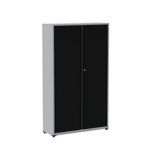 Armário 2 Portas 4 Prateleiras AP403SL Aço Pandin Móveis Cinza/Preto