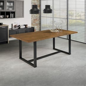 Mesa Jantar 183x92cm Tampo Madeira Maciça Lumber Yescasa Marrom/Preto