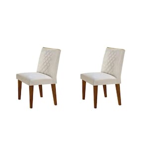 Conjunto 2 Cadeiras Madeira Sofia Rufato Veludo Creme/Capuccino