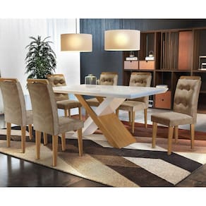 Conjunto Sala de Jantar Mesa e 6 Cadeiras Amanda Espresso Móveis Animalle Chocolate/Off White/Imbuia
