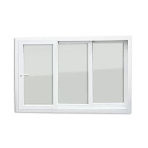 Janela de PVC 120x240cm 3 Folhas com Vidro Liso e Cremona ITEC Brimak Branco