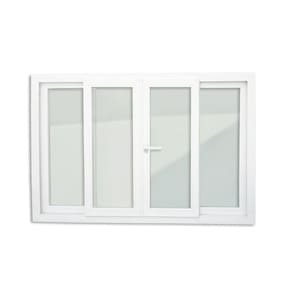 Janela de PVC 120x240cm 4 Folhas com Vidro Liso e Cremona ITEC Brimak Branco