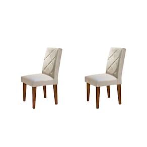 Conjunto 2 Cadeiras Madeira Moscou Rufato Veludo Creme/Capuccino