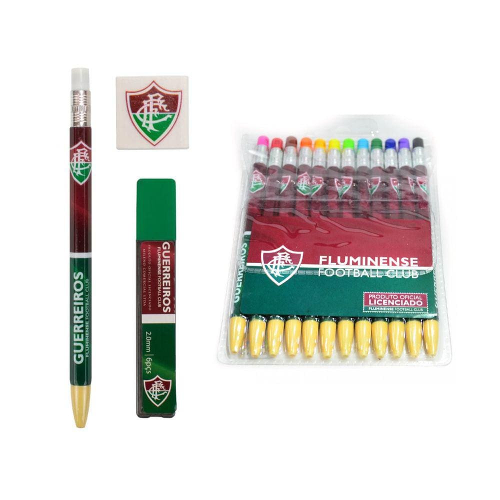 KIT Escolar Fluminense 14pc Lapiseira Preta Color Apontador