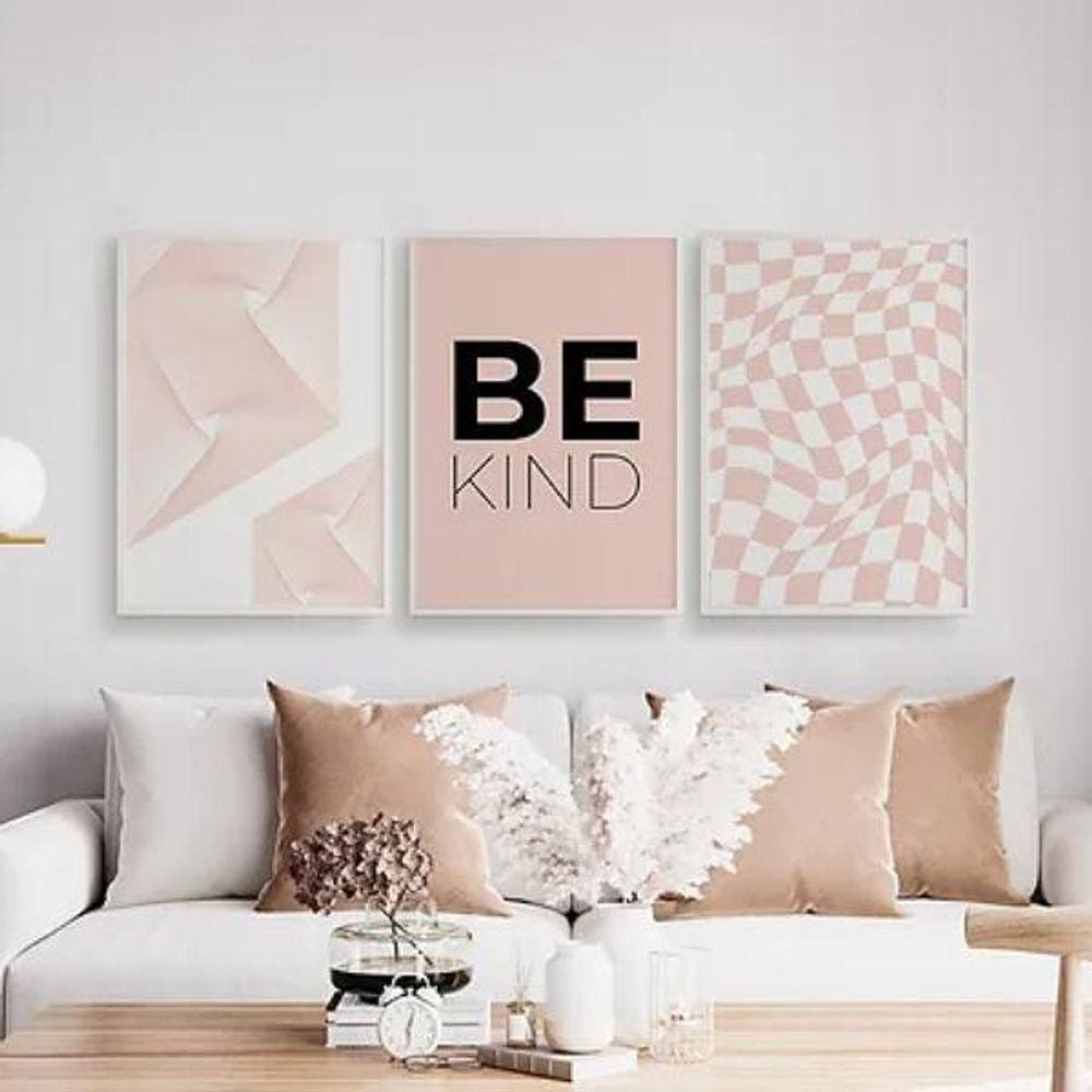 Kit 3 Quadros Geométricos Be Kind 33X24Cm Branca