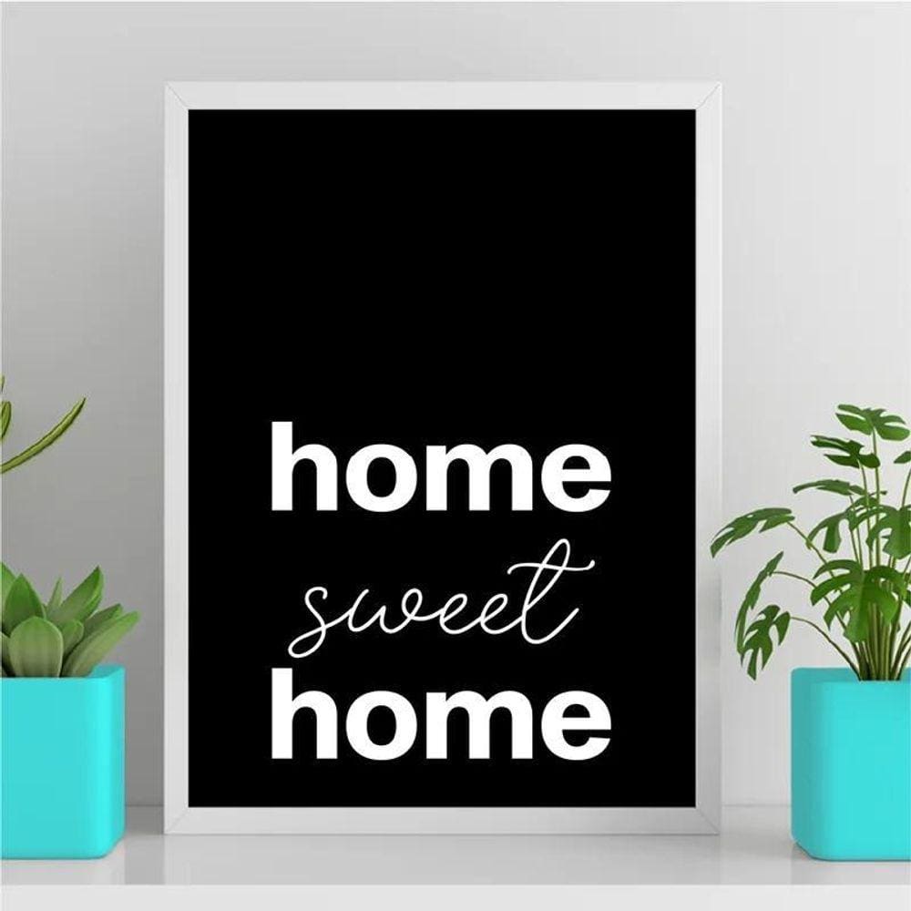 Quadro Home Sweet Home Minimalista 45X34Cm Branca