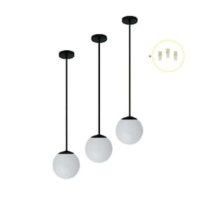 Kit 3 Pendente Preto Mesa Bancada Balcão Aparador + Led Vidr