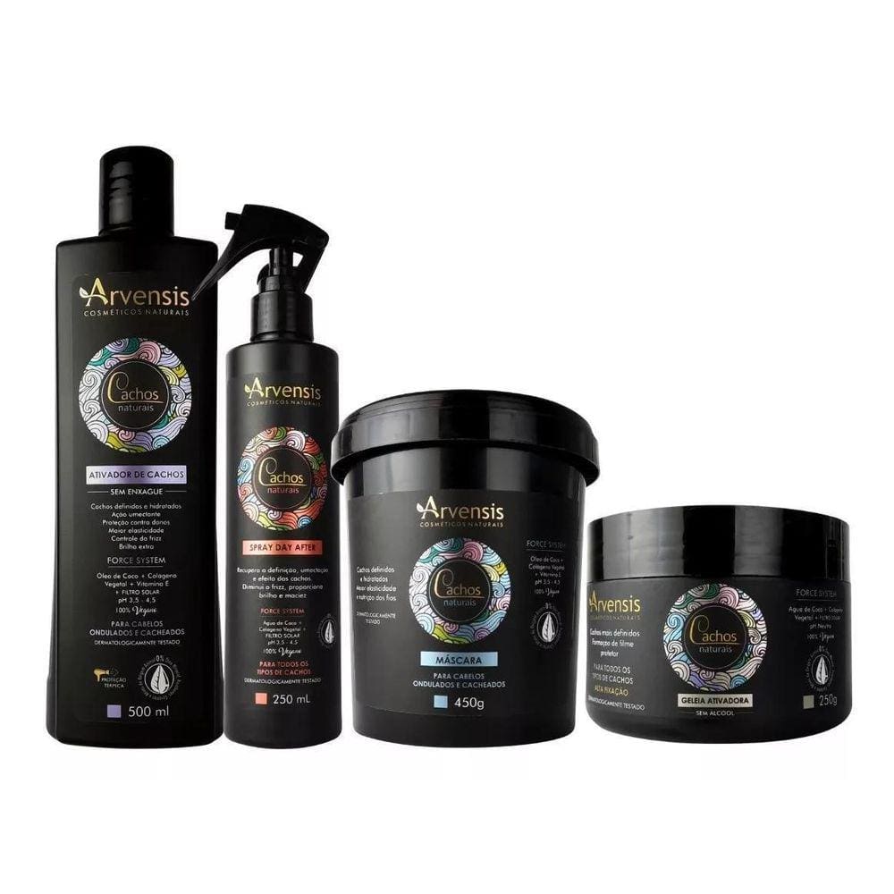Kit Cachos Arvensis Ativador+Day After+Mascara+Geleia Alta