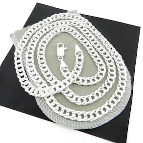 Corrente Masculina 80Cm 5Mm Largura Folheada Prata Cr685