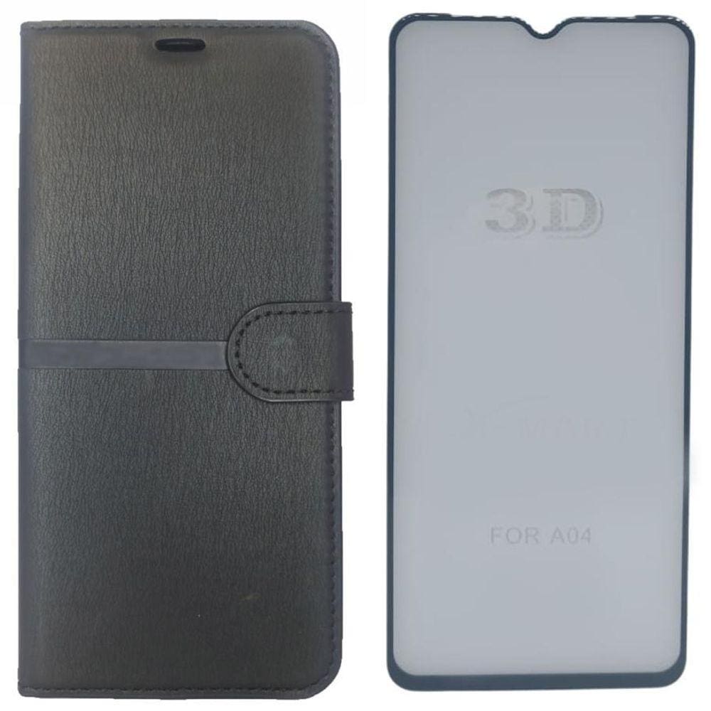 Kit Capa Carteira Compatível Com Samsung A04 + Película 3D