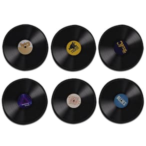 Kit 6 Porta Copos Disco De Vinil Cozinha Criativa Retrô