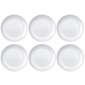 Kit 12 Prato Opaline Blanc Sobremesa Redondo Duralex Vidro