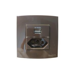 Tomada Dupla Para Móveis Margirius 10/20A + Usb - Marrom