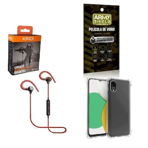 Kit Capinha Samsung A03 Core Fone Bluetooth E Película 3D