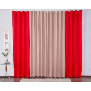 Cortina De Malha 200X160 Com Ilhós Pra Sala - Vermelho/Avelã