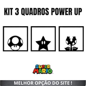 Kit 3 Quadros Vazados Power Up Super Mario Em Mdf Gamer