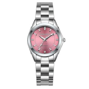 Relógio Feminino Prata Rosê Pulseira Aço Luxo Elegante