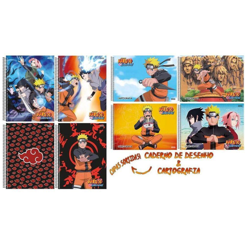 Kit 5 Cadernos Naruto Shippuden + Caderno Desenho