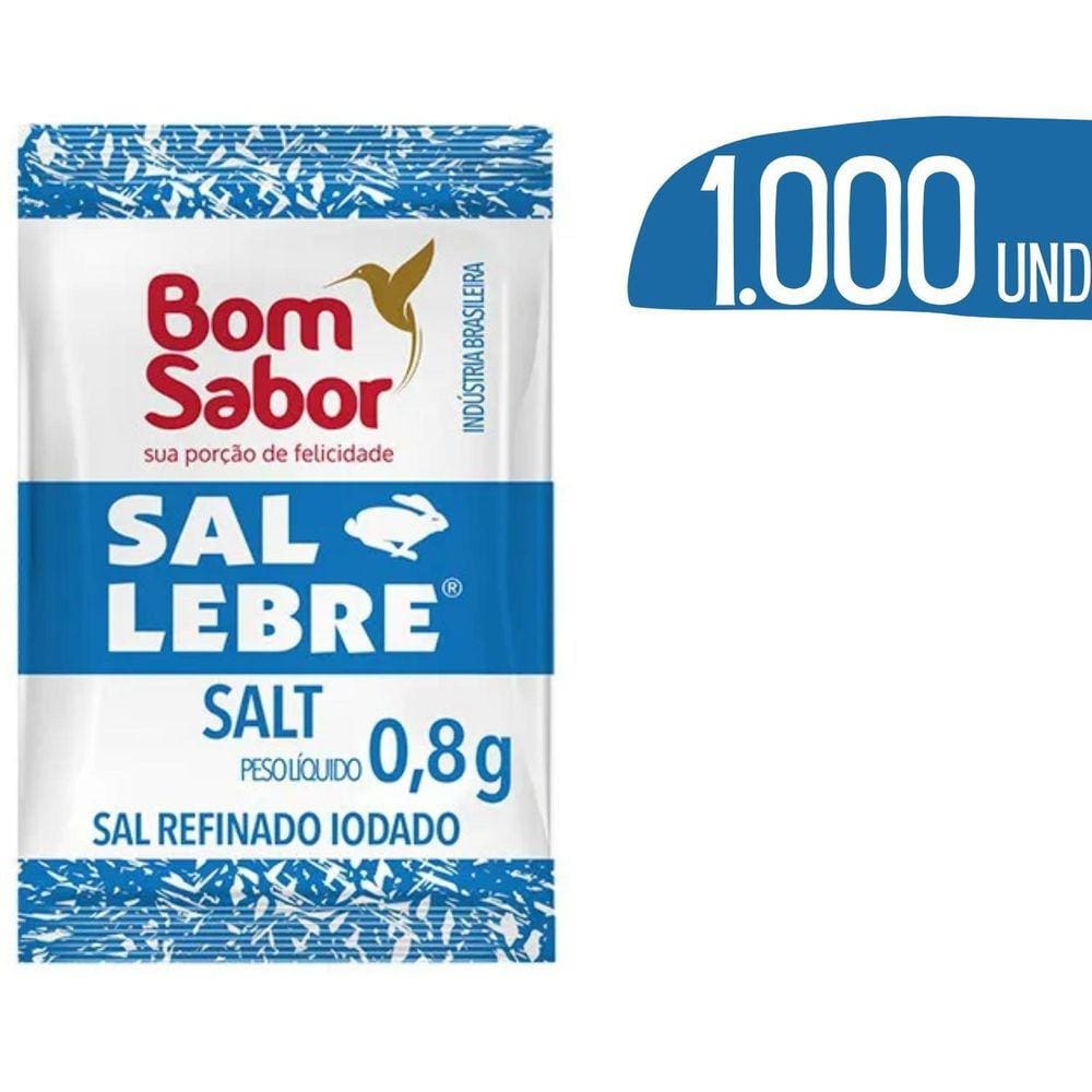 Sal Em Sache Lebre Bom Sabor 0,8G Refinado - 1.000Un