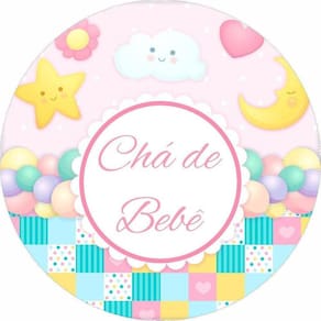 Painel Redondo 3D Sublimado Cha De Bebê Frd-4579