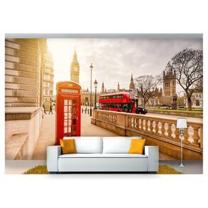 Papel De Parede Cidade Prédios Londres Cabine 6M² Ncd218