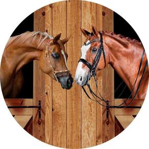 Painel Redondo Tecido Sublimado 3D Cavalos Country Frd-5870