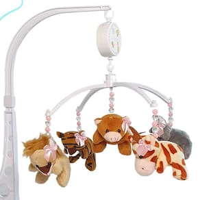 Mobile Para Berço De Bebe Musical Giratório Safari Rosa
