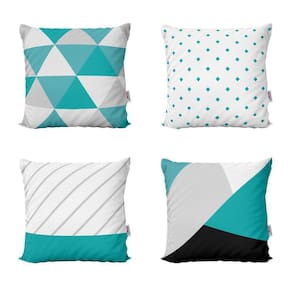 Kit 4 Almofadas Decorativas Azul Turquesa Para Sofá 40X40