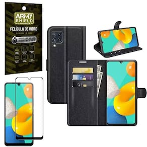 Capinha Carteira Samsung M32 + Película Vidro 3D Armyshield