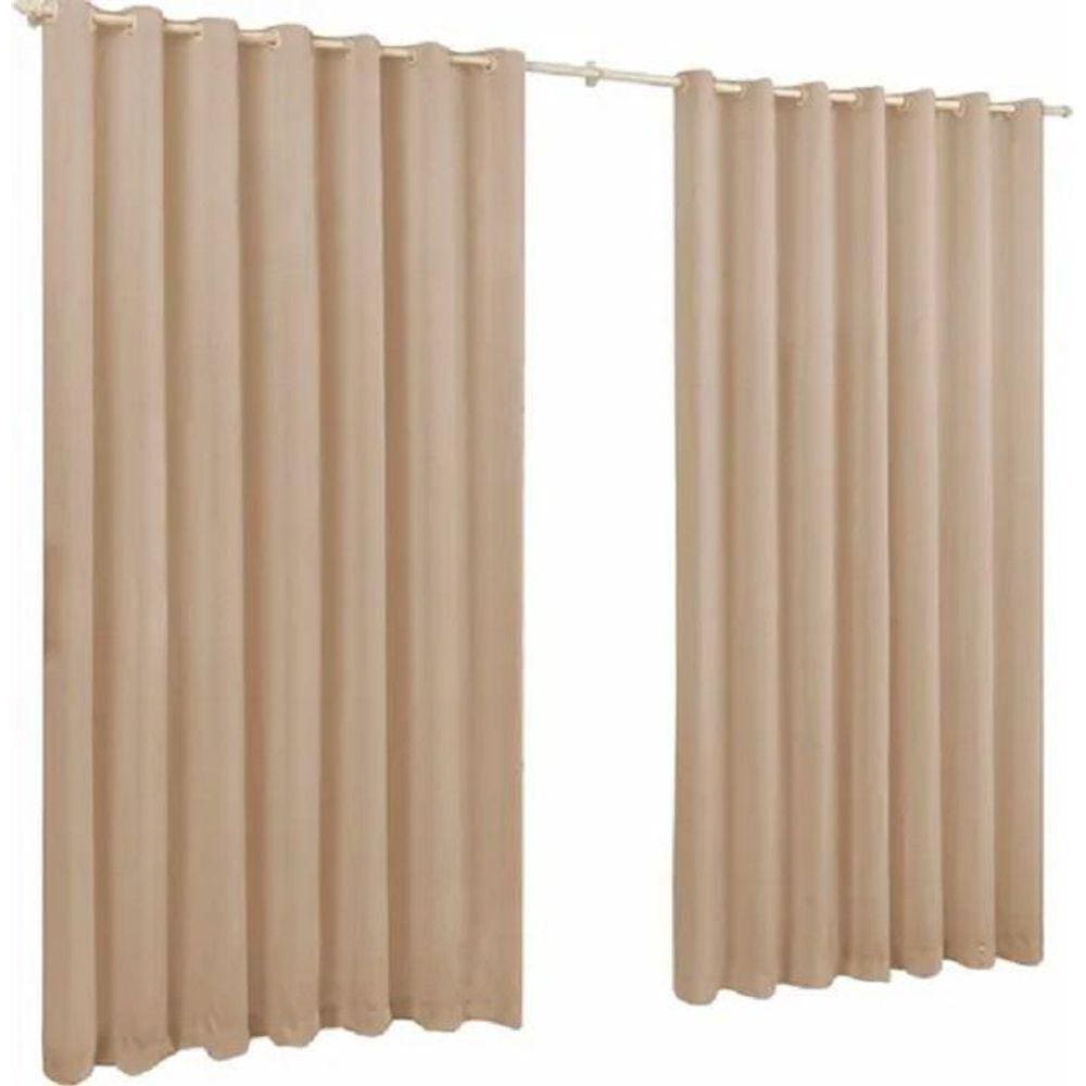 Cortina De Microfibra 6,00X2,80 Bege Ilhós Cromado