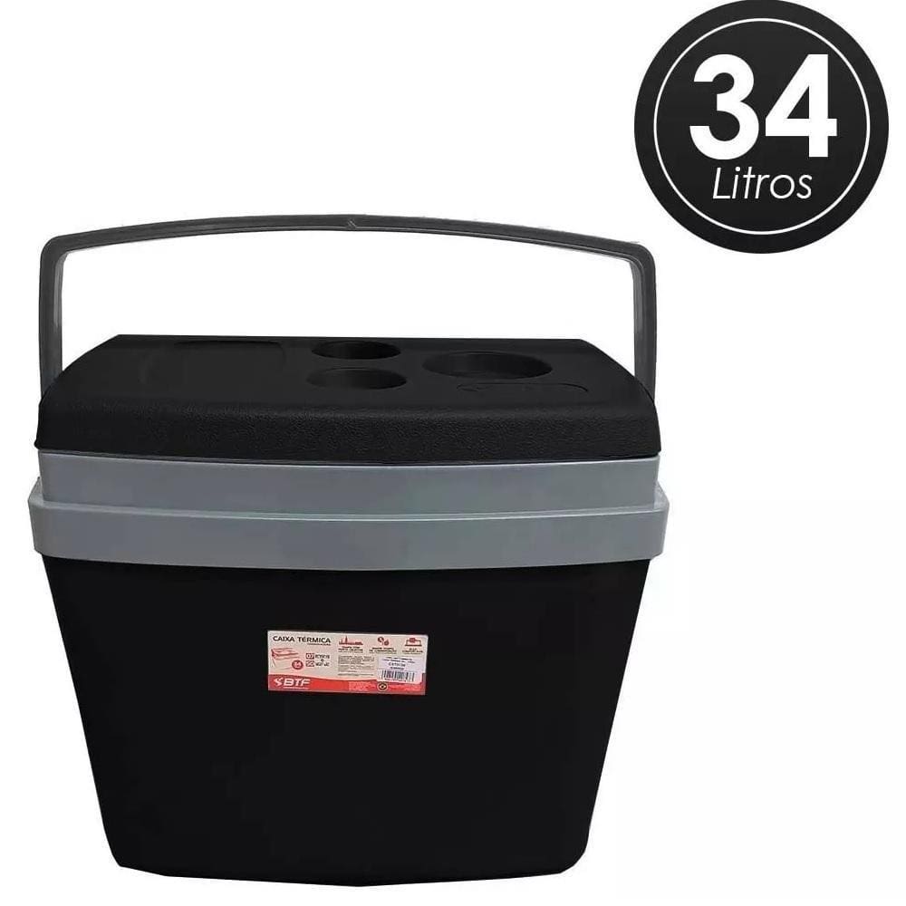 Caixa Térmica Cinza/Preta 34L Unic Preto S Definicao