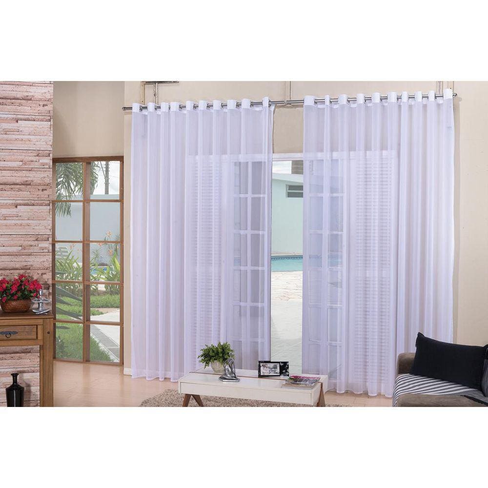 Cortina Para Sala Quarto Voal Liso Branca 4,00X2,80