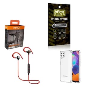 Kit Capinha Samsung M62 Fone Bluetooth E Película 3D