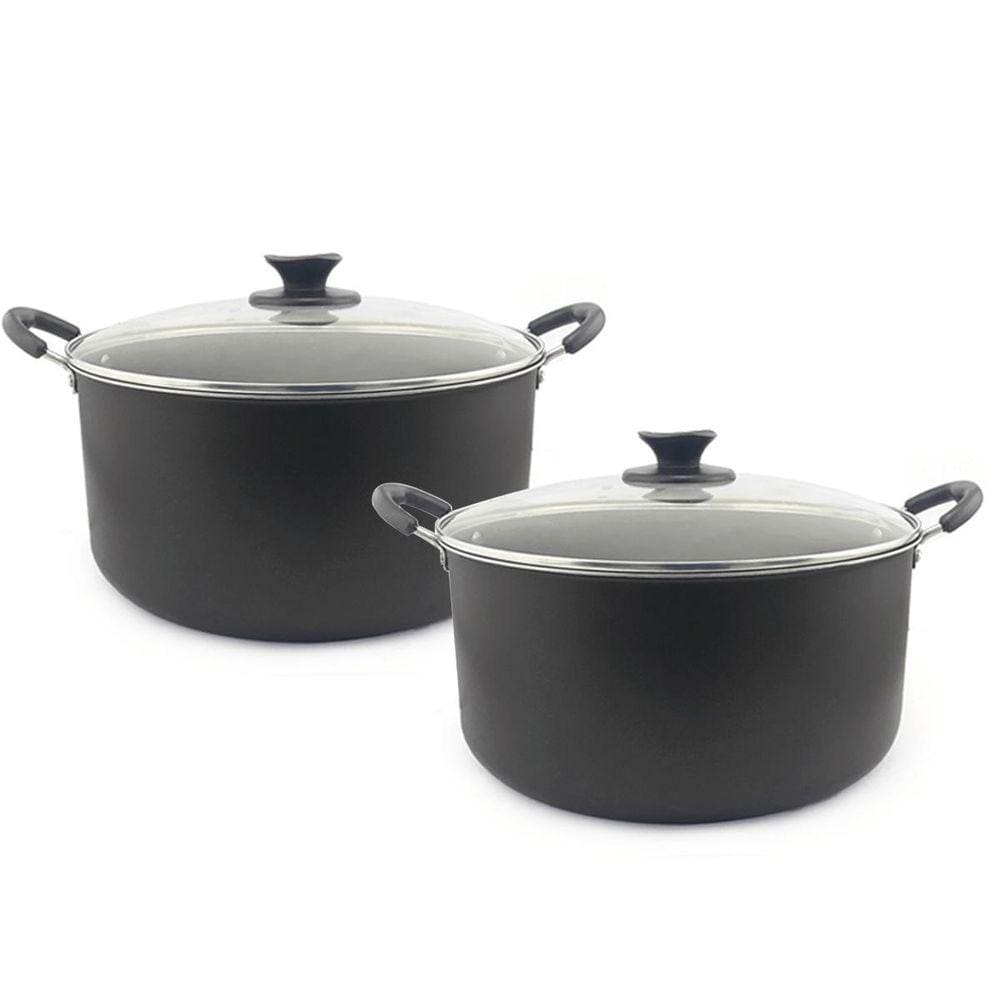 Kit 2 Caçarolas Anti Aderente Tampa De Vidro 24Cm E 28Cm