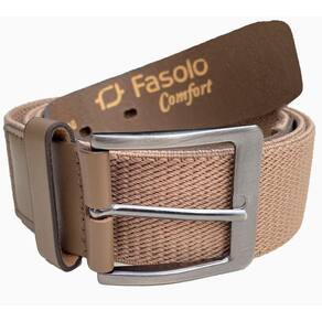 Cinto Masculino Elástico De Couro Fivela Fasolo Caqui 120